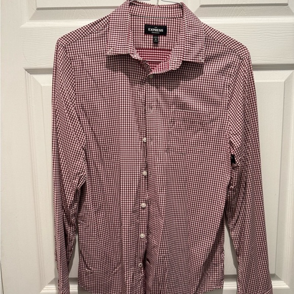 Express Other - Express Red and White Gingham Casual Button Down Shirt
